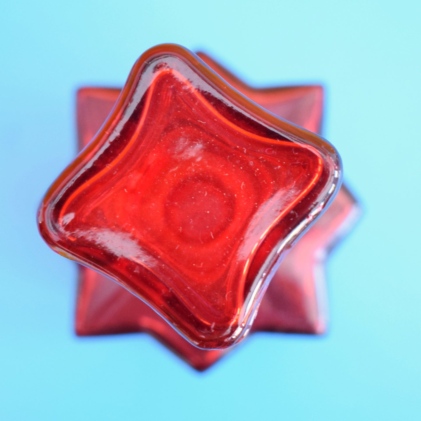 Vintage 1970s Small Glass Genie Bottle - Red Star by Vintage