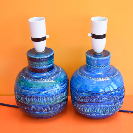 Vintage 1960s Bitossi Italian Ceramic Lamp Base Pair by Vintage