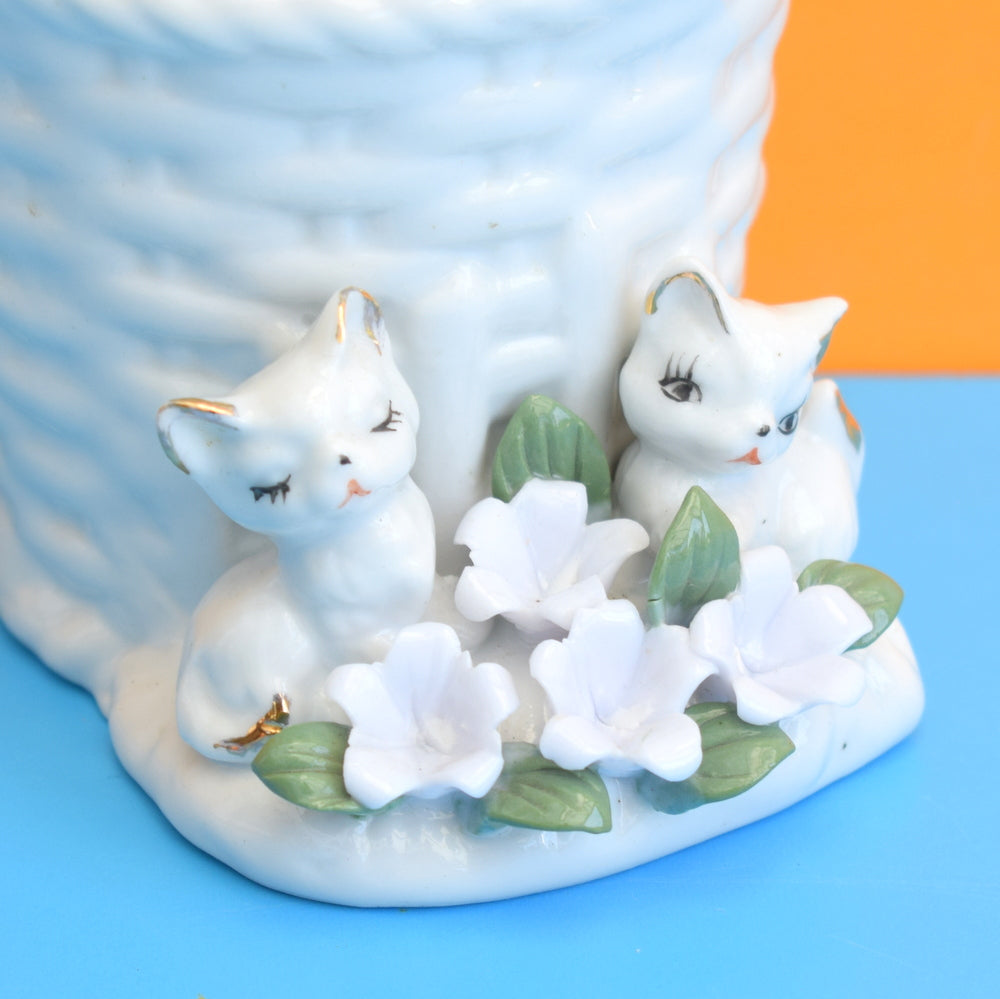 Vintage 1960s Small Ceramic Kitsch Kitten Planter