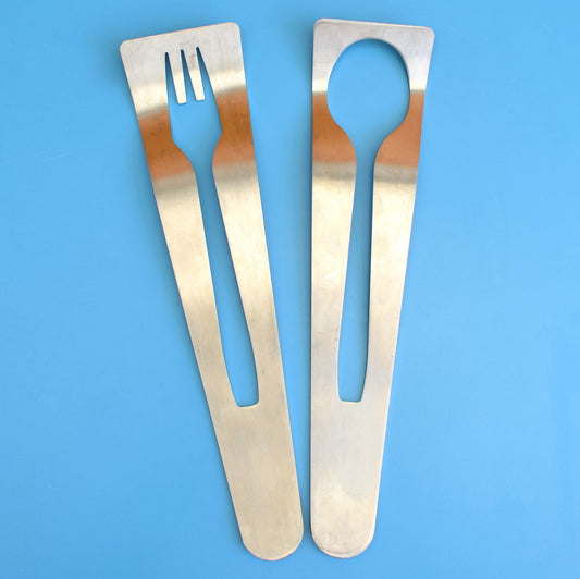 Vintage Stainless Steel Salad Servers - Great Design