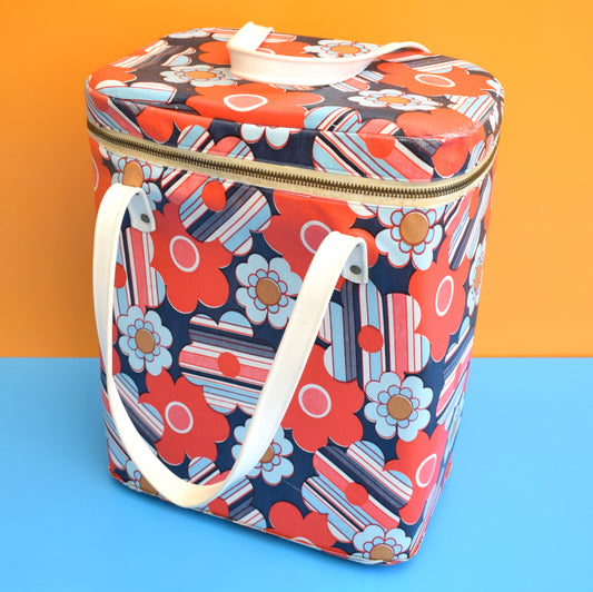 Vintage 1960s Vinyl Cool Bag - Blue & Red