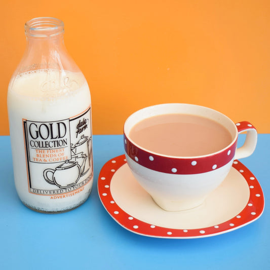 Vintage 1980s Glass Milk Bottle - Gold Collection by Pineapple Retro