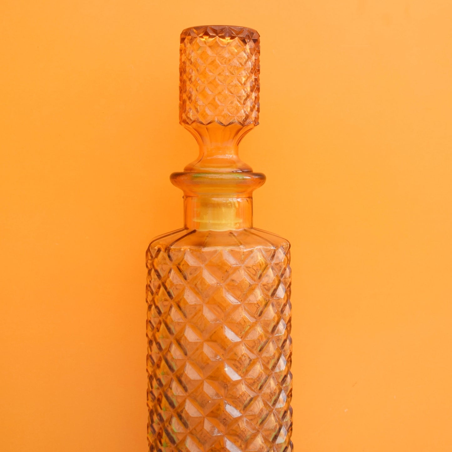 Vintage 1970s Italian Glass Genie Bottle - Amber