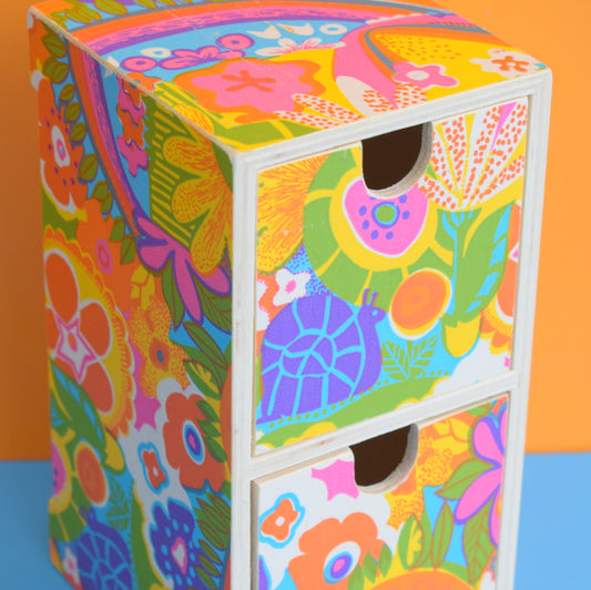 Mini Wooden Drawer Unit - American Vintage Paper - Psychedelic