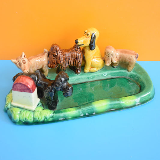 Vintage 1950s Comical Dog Soap / Pin Dish- Dogs