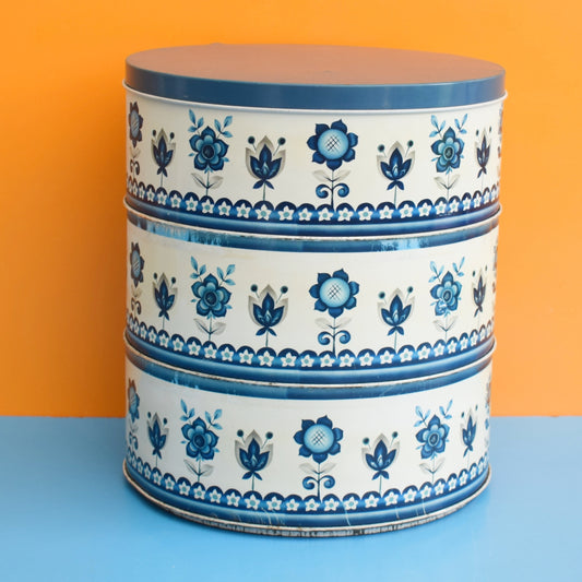 Vintage 1970s Cake Tins - Worcester Ware -Blue Tudor by Vintage