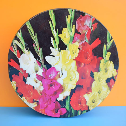 Vintage 1960s Large Metal Biscuit / Cake Tin - Gladioli by Vintage