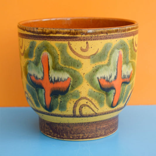 Vintage 1970s Ceramic Planter - Orange/ Yellow