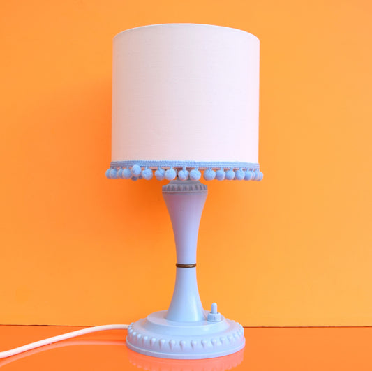Vintage 1950s Small Bedroom Lamp- Blue Plastic