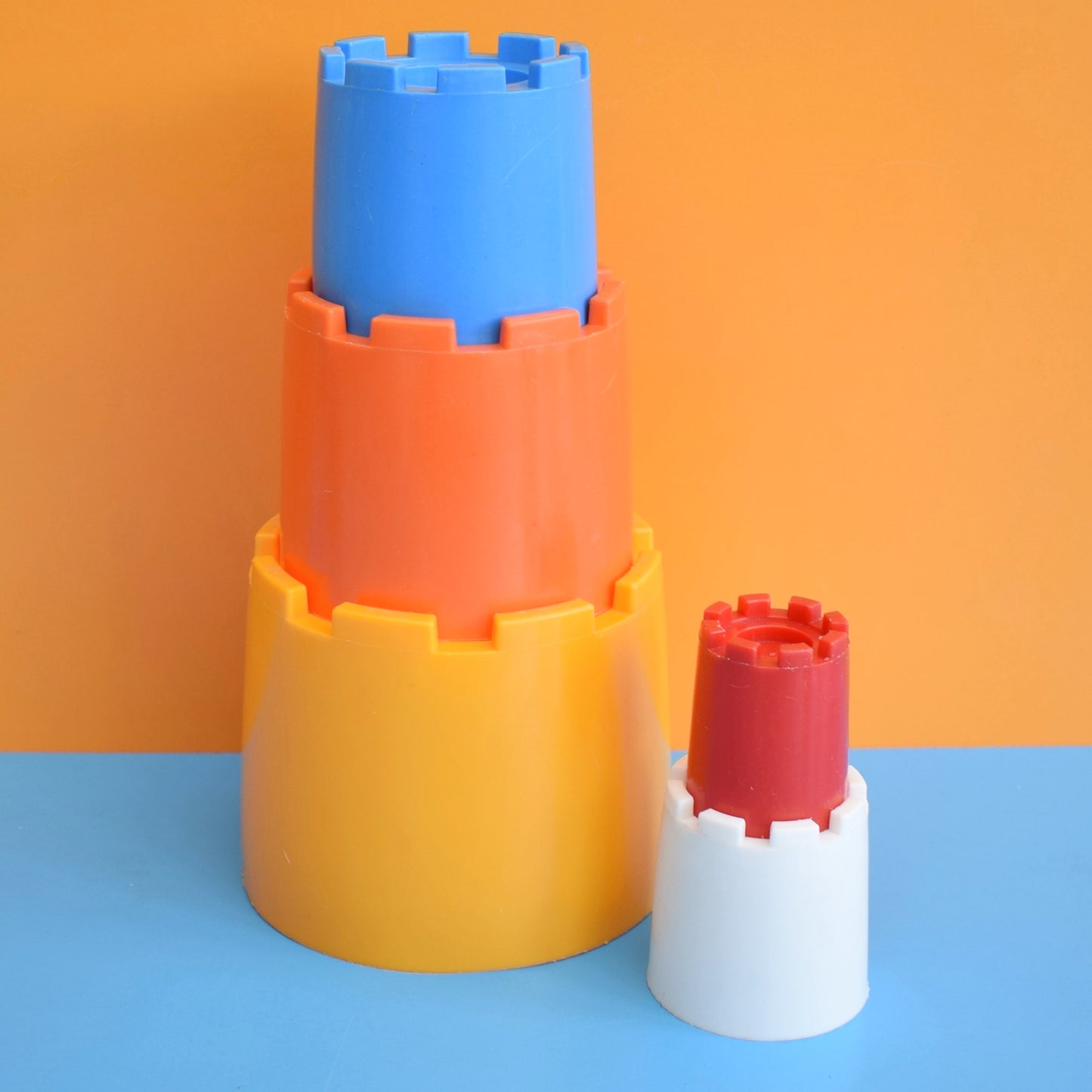 Vintage 1970s Plastic Stacking Cups - Bright Colours by Pineapple Retro