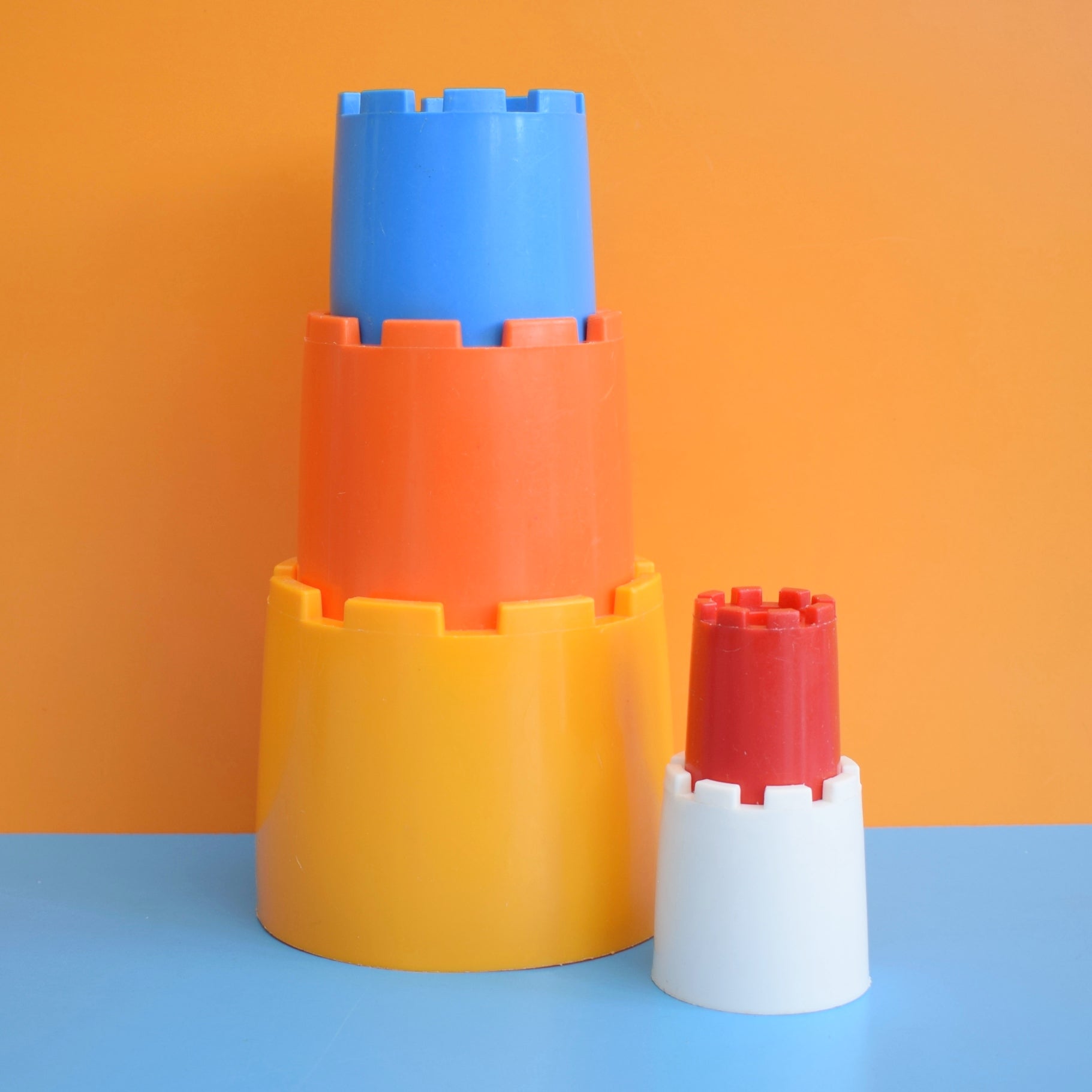 Vintage 1970s Plastic Stacking Cups - Bright Colours by Pineapple Retro