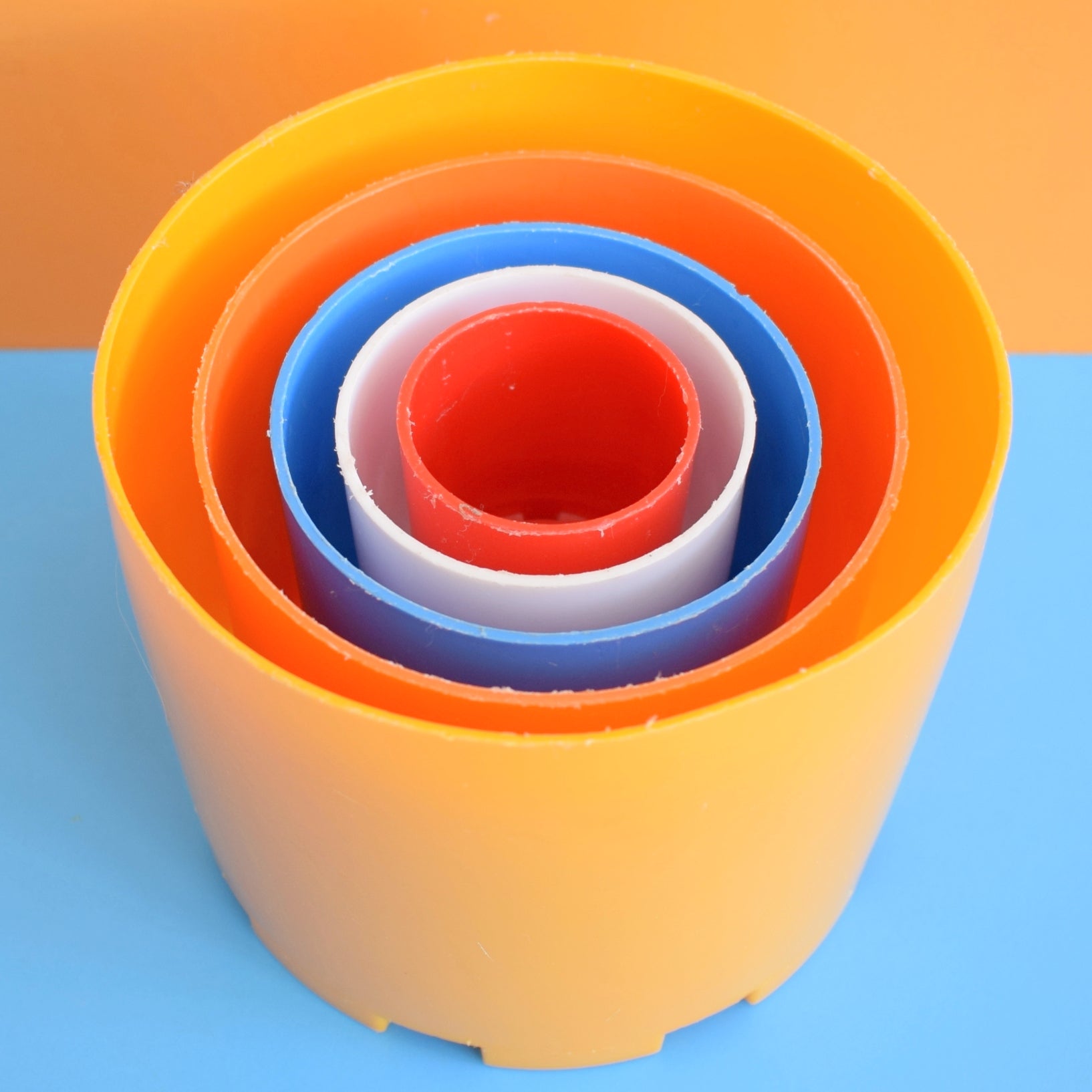 Vintage 1970s Plastic Stacking Cups - Bright Colours by Pineapple Retro