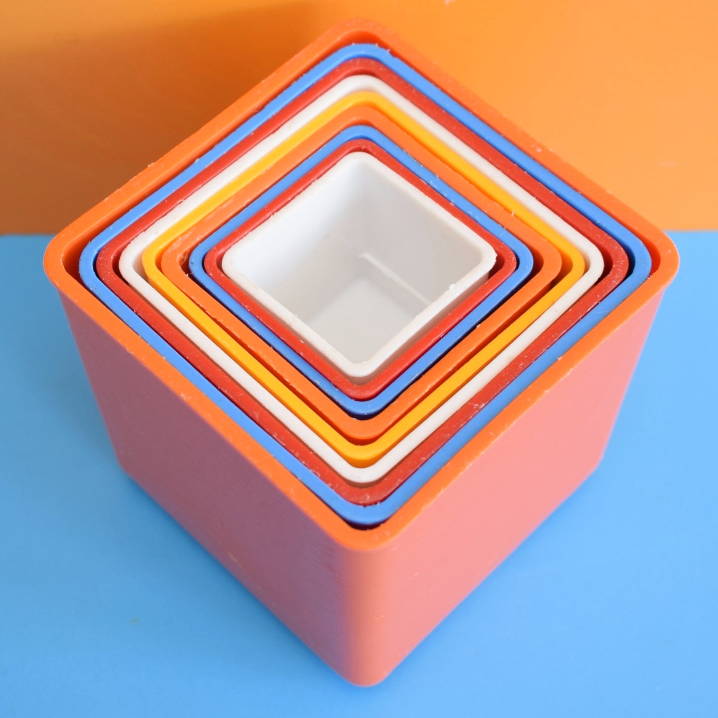 Vintage 1970s Plastic Stacking Cubes - Bright Colours by Pineapple Retro