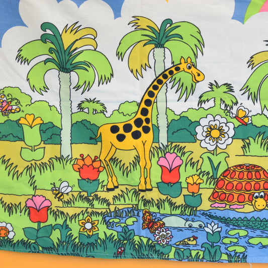 Vintage 1970s Fabric Panel - Rainbow Animals