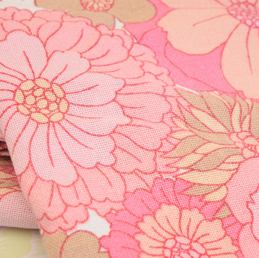 Vintage 1960s Curtains - Marks & Spencer Flower Power,  Pink