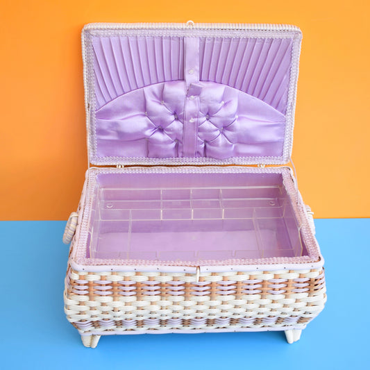 Vintage 1960s Sewing / Hobby Box - Lilac & White