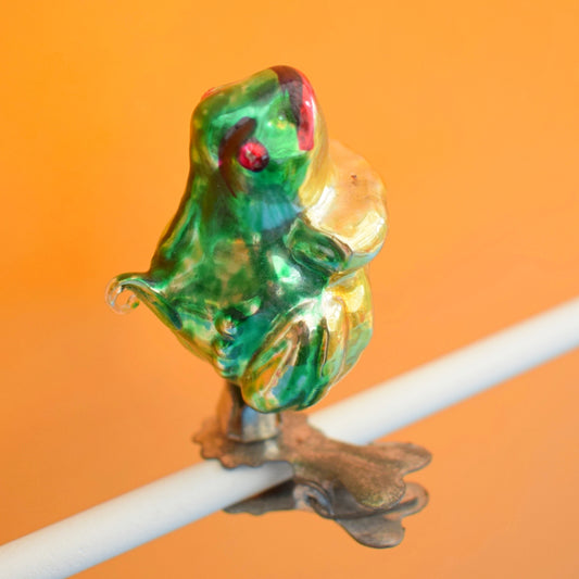 Vintage 1950s Glass Clip On Frog Christmas Decoration by Pineapple Retro