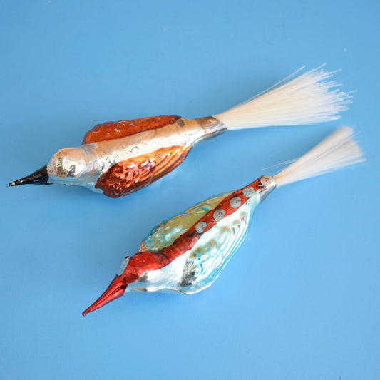 Vintage 1950s Glass Clip On Bird Christmas Decorations by Pineapple Retro