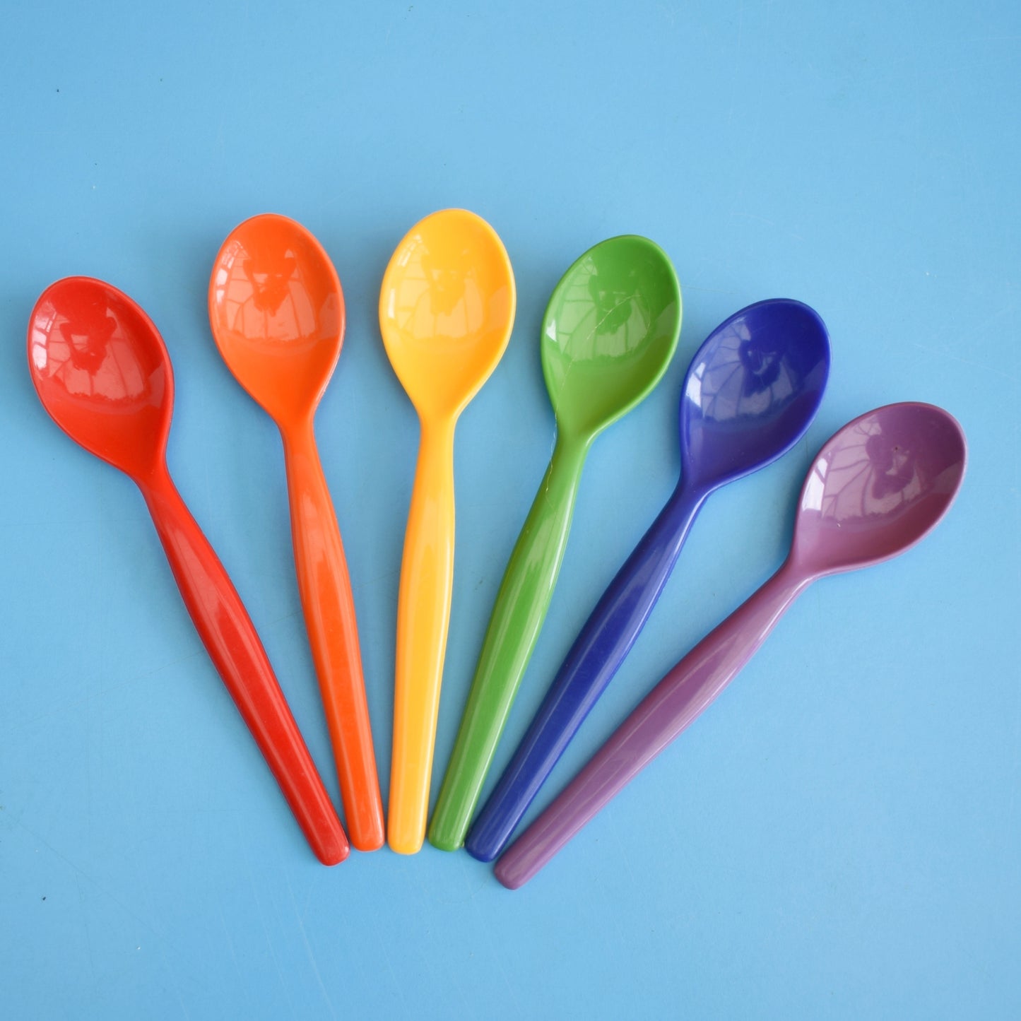 Vintage 1960s Plastic Rainbow Teaspoons by Pineapple Retro