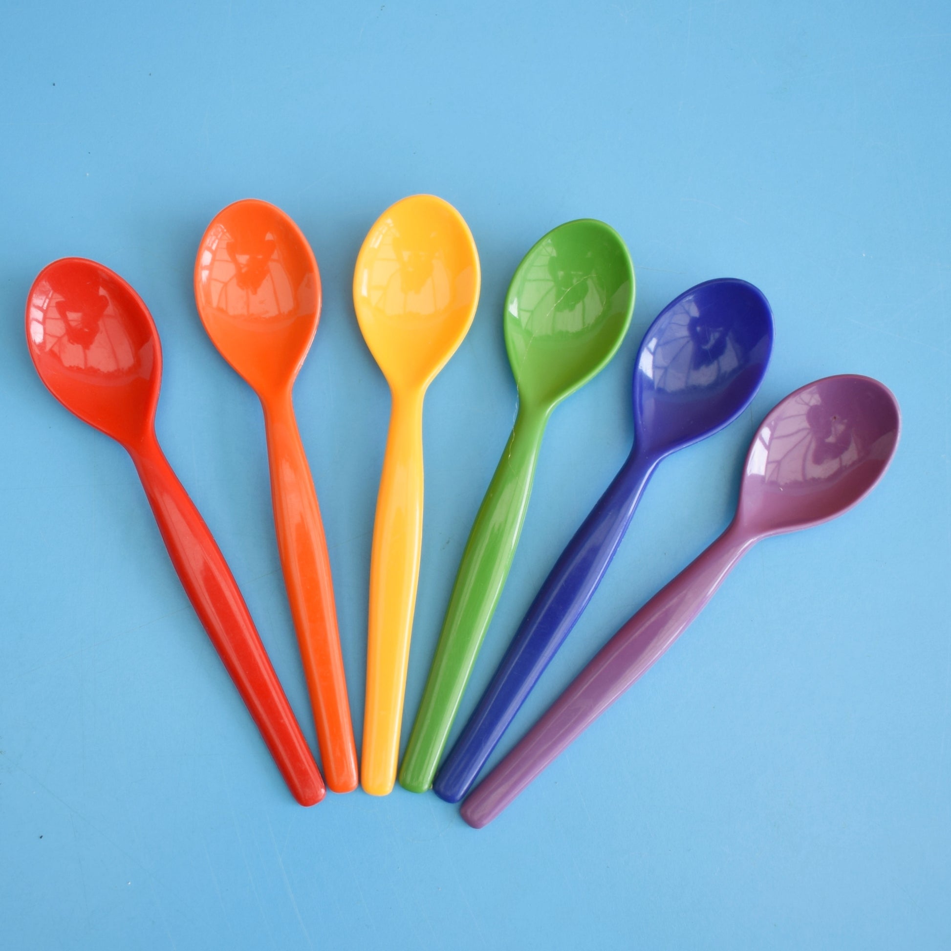 Vintage 1960s Plastic Rainbow Teaspoons by Pineapple Retro