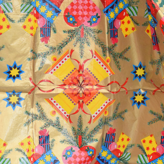 Vintage 1970s Kitsch Christmas Plastic Tablecloth- Large by Vintage