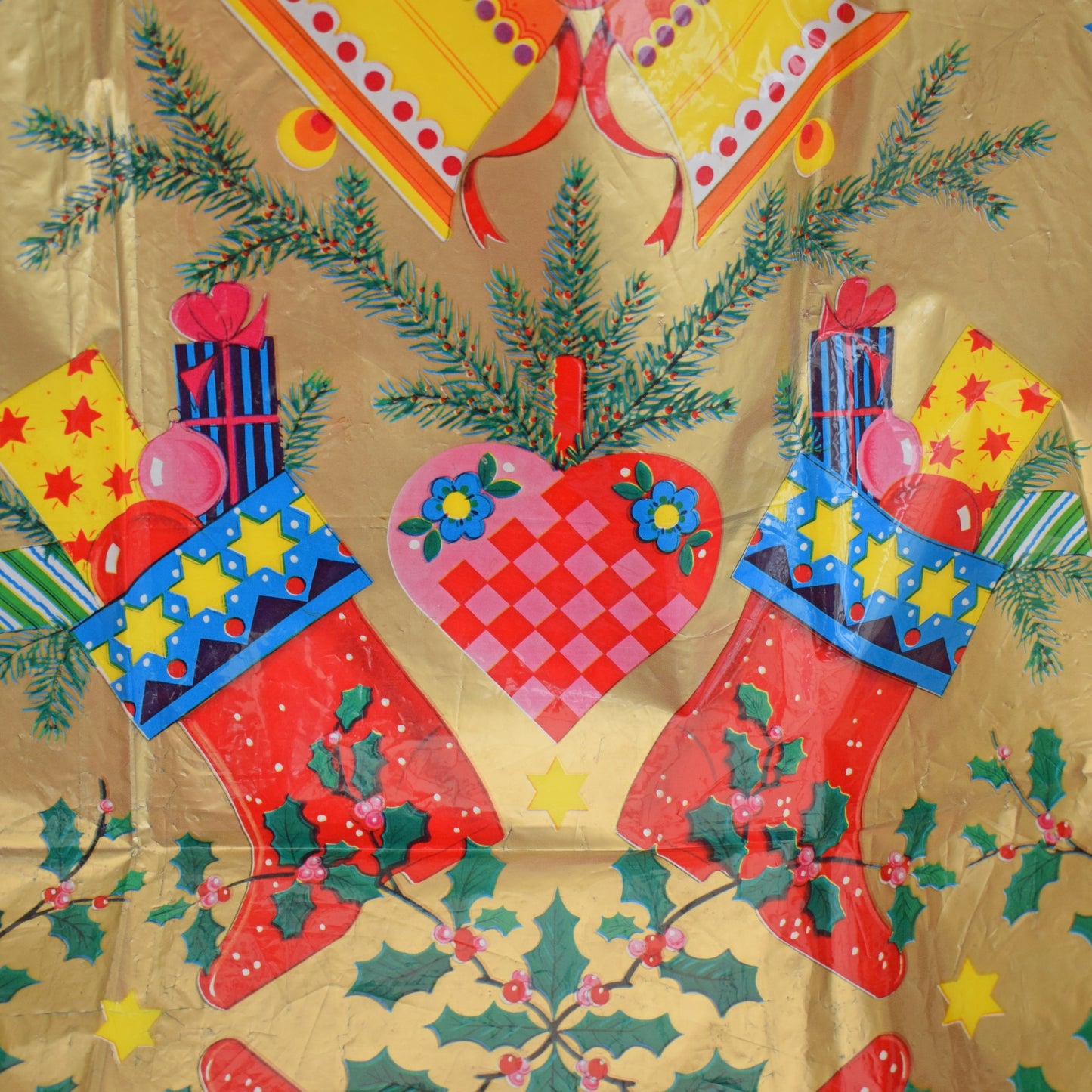 Vintage 1970s Kitsch Christmas Plastic Tablecloth- Large