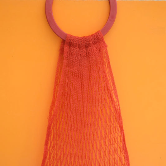 Vintage 1960s Woven Net Shopping Bag - Red