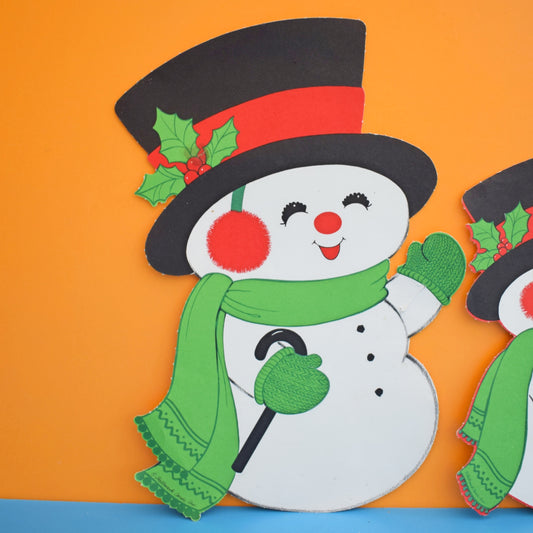 Vintage 1970s Kitsch Paper Snowman Decoration - Hallmark by Pineapple Retro