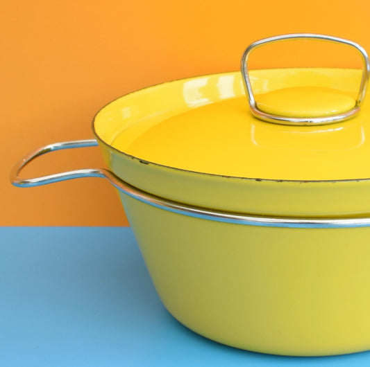 Vintage 1960s Enamel Casserole- Denmark - Rafa - Yellow