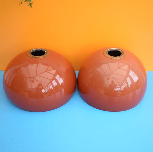 Vintage 1970s Mushroom Light Shade - Rusty Red