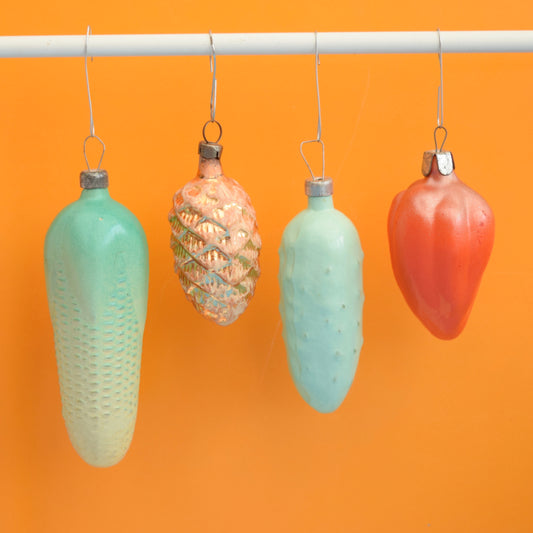 Vintage 1950s Individual Glass Decorations - Russian