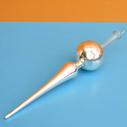 Vintage 1960s Glass Christmas Tree Topper - Small Silver by Pineapple Retro