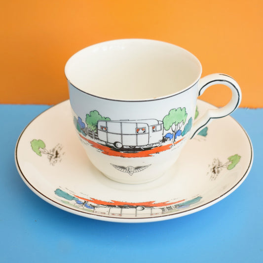Vintage 1960s Caravan Cruiser Car Club - Cup & Saucer by Pineapple Retro