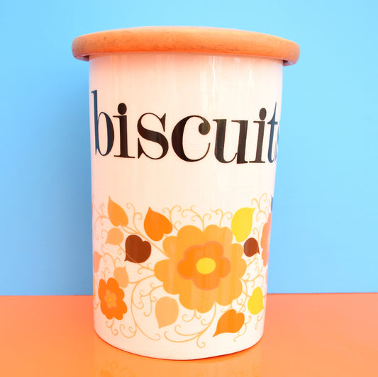 Vintage 1960s Crown Devon Ceramic Jar- Flower Power - Biscuits