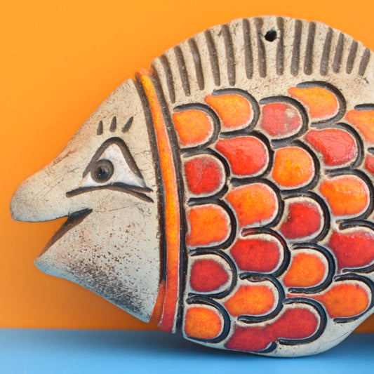 Vintage 1960s Stoneware Hanging Fish by Pineapple Retro