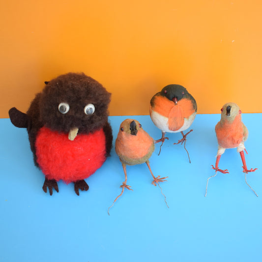 Vintage 1960s Kitsch Robin Decorations x4