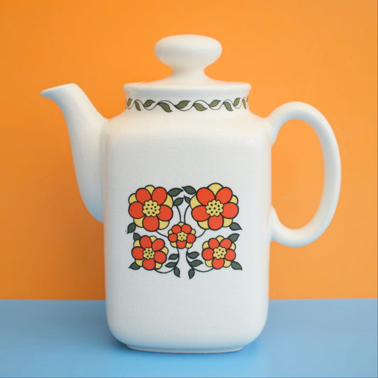 Vintage 1960s Taunton Vale Teapot - Flower Power - Orange by Vintage