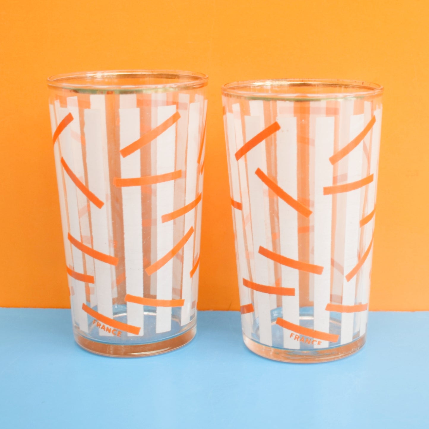 Vintage 1960s Mixed Drinking Glasses - Orange by Vintage