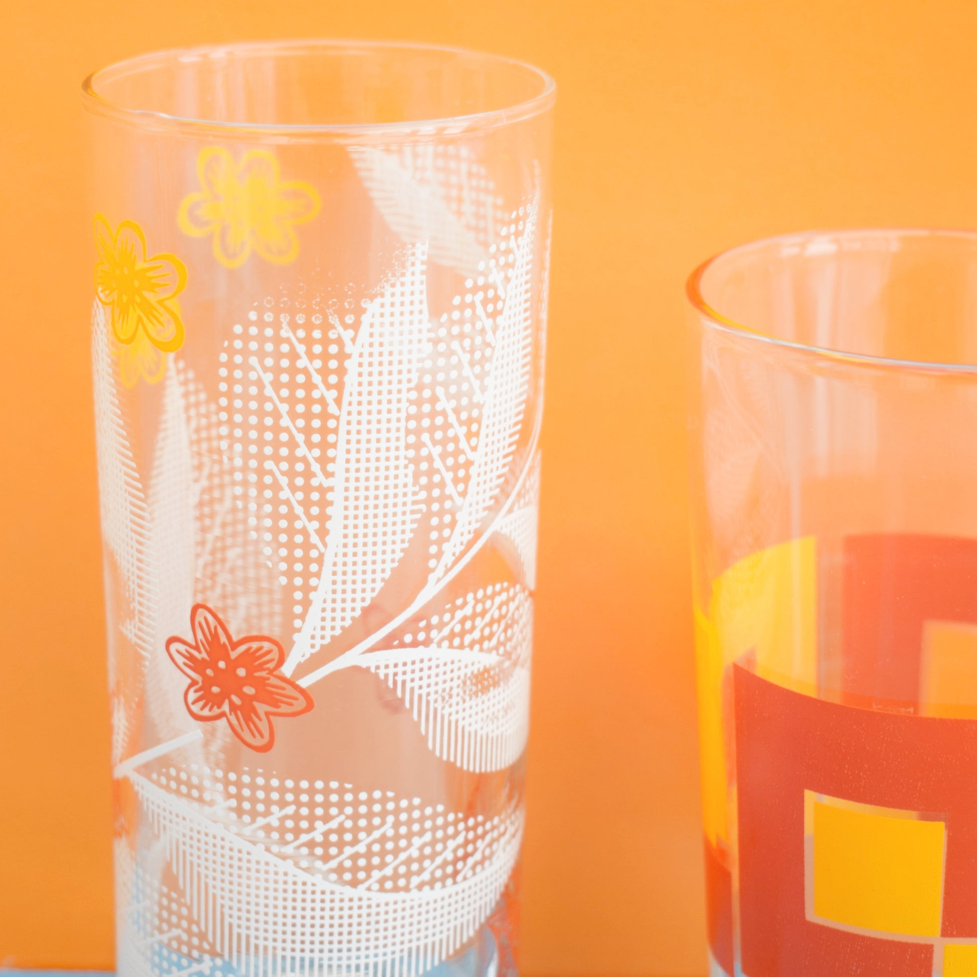 Vintage 1960s Mixed Drinking Glasses - Orange by Vintage