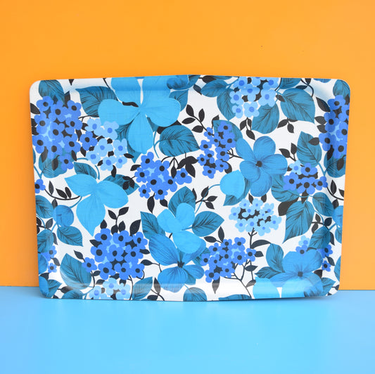 Vintage 1960s Flower Power Large Mallod Tray & Matching Board - Blue