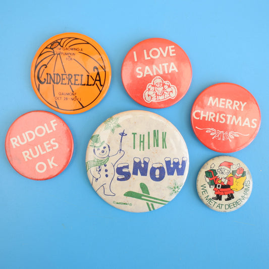 Vintage 1990s Christmas Badges - Choose From a Selection