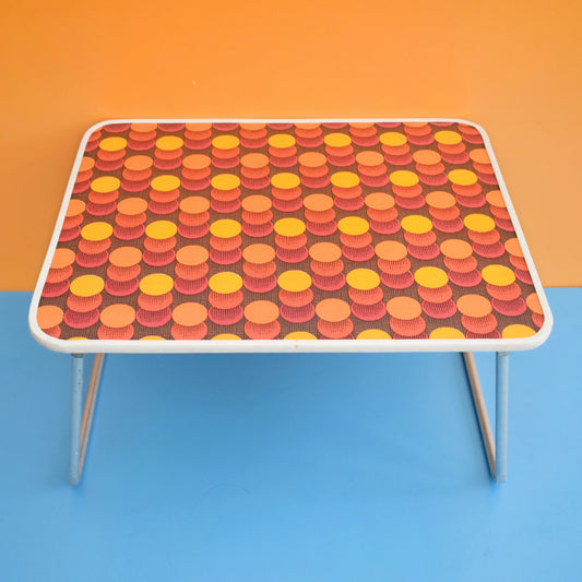 Vintage 1960s Folding Low Table - Geometric-  Orange / Brown