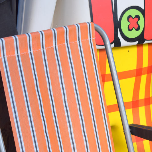 Vintage 1960s Folding Garden Chair - Striped - Orange