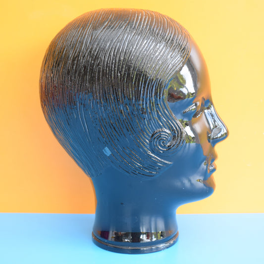 Vintage 1970s Glass Display Head - Shop Retail - Lady