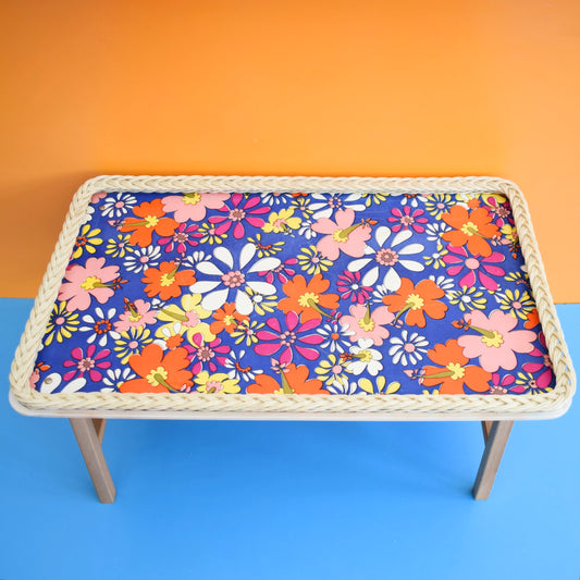 Vintage 1960s Folding Garden Table - Flower Power - Purple