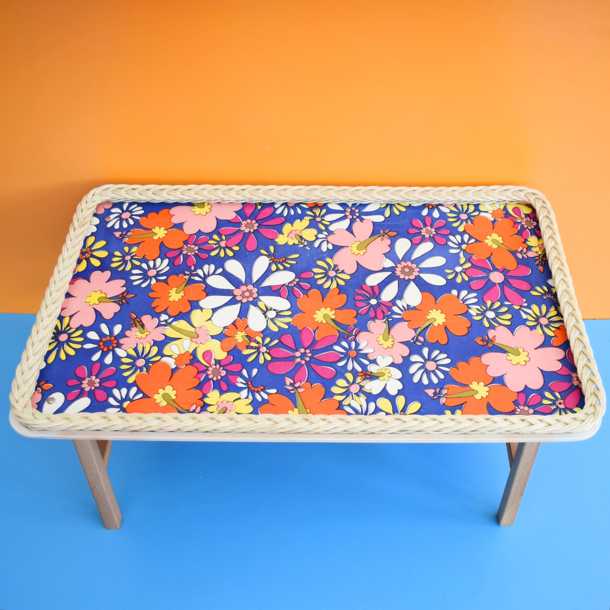 Vintage 1960s Folding Garden Table - Flower Power - Purple by Vintage