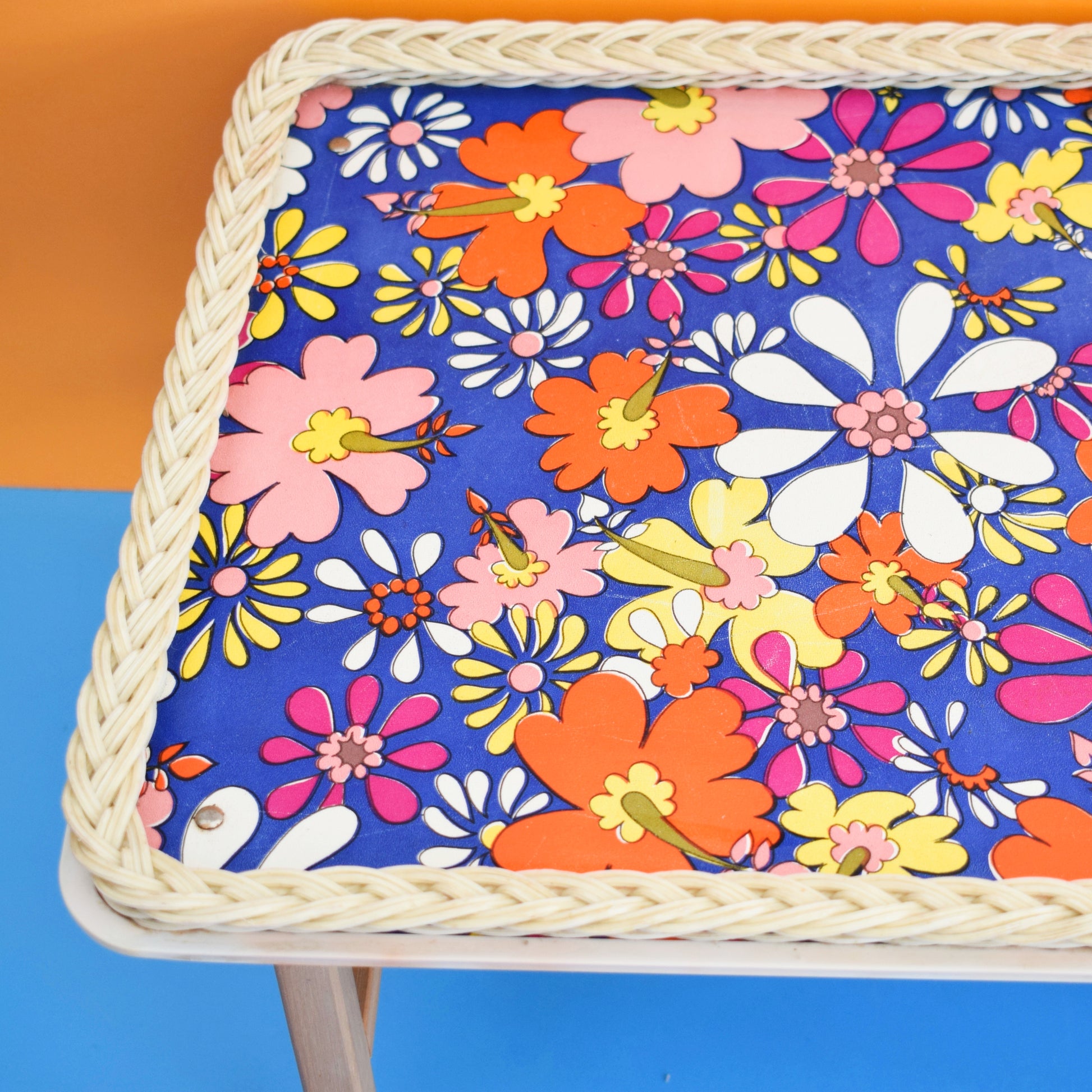 Vintage 1960s Folding Garden Table - Flower Power - Purple by Vintage
