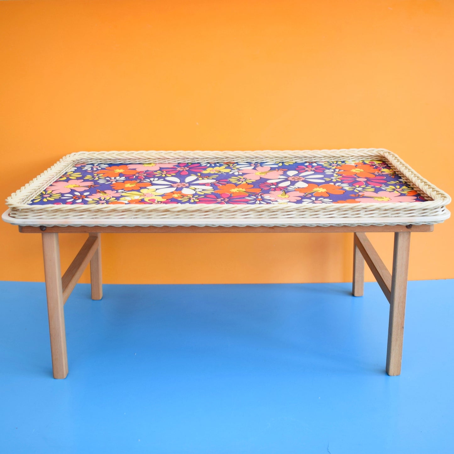 Vintage 1960s Folding Garden Table - Flower Power - Purple by Vintage