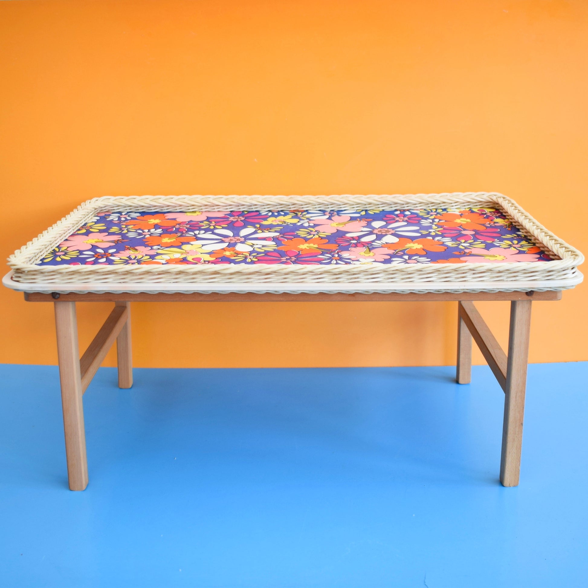Vintage 1960s Folding Garden Table - Flower Power - Purple by Vintage