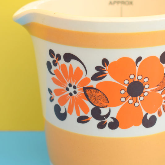 Vintage 1960s Sadler Measuring Jug - Mustard / Orange Flower Power